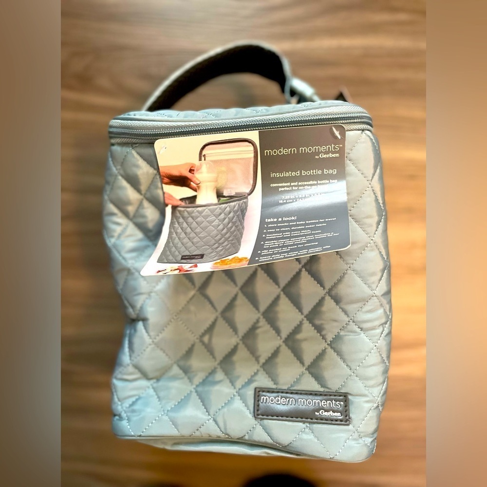 Modern Moments Baby Quilted Blue Insulated Bottle Bag -NWT